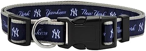 MLB New York Yankees Licensed PET COLLAR- Heavy-Duty, Strong, and Durable Dog Collar. Available in 29 Baseball Teams and 4 Sizes