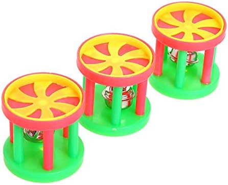 QBLEEV Bird Roller Rattles Toys, Parrot Foot Toys, Foraging Chewing Bell Training Trick Toys, Birds Play Gym Activity Center Cage Accessories for Small Parrots-3 Pack