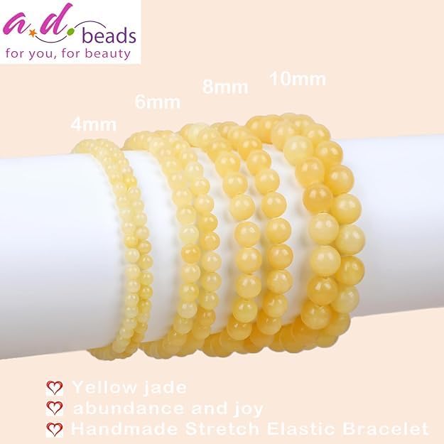 AD Beads Handmade Gemstone Stretch Elastic Bracelet Crystal Healing Reiki Nature's Beauty and Spiritual Essence Unisex
