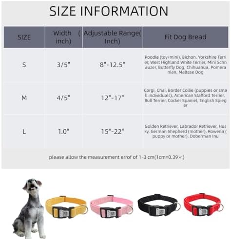 THAIN Smart QR Code Dog Collar-Nylon & Velvet Pet Collar with Unique ID Registration, Adjustable Plastic Buckle for Medium Dogs–Black, Red, Pink, Yellow (Red, M)