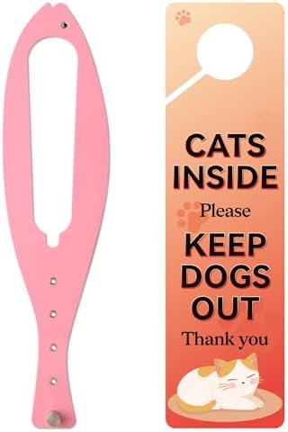 TGIOW Cat Door Latch, Cat Door Stopper Keep Open 2.5-6", 1 Pcs, Pink | Keep Dogs Out of Litter Box and Food, Door Prop for Cats with 5 Adjustable Sizes, Door Plate Included, Pet Gate Alternative