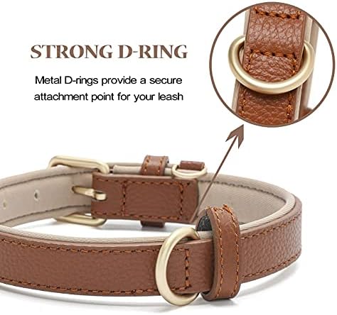 Leather Dog Collar for Small Medium Large Dogs Soft Waterproof Padded Puppy Collars
