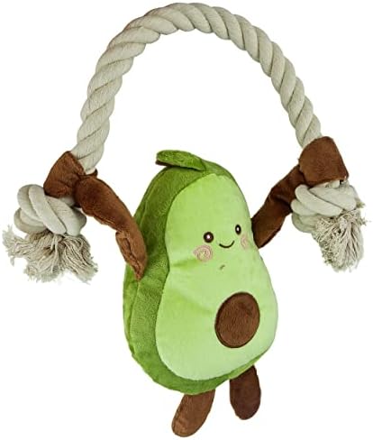 Native Pup Dog Toy Rope and Plush Stuffed Squeaker, Tug of War Toys for Dogs, Puppy Welcome Home Add on for Pets (Avocado)
