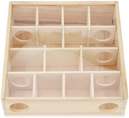 Hypeety Wooden Maze Tunnel Toy with Plastic Cover, Small Pet Animals Activity Sport Labyrinth Dwarf Hamster Play Toys Maze Tunnel Mice Wooden Funny Toy