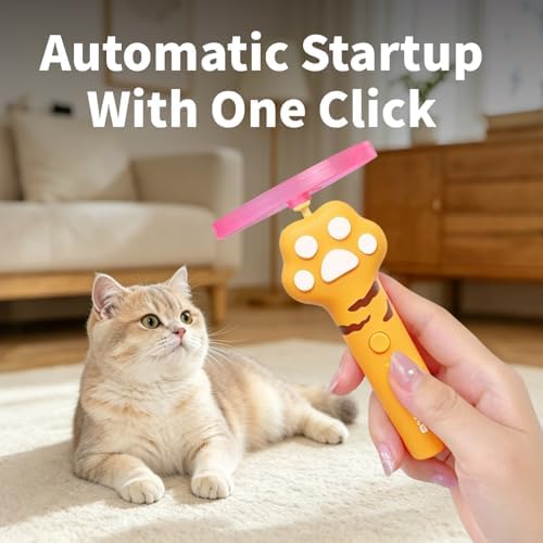LED Glowing Cat Fetch Toy Launcher, USB Rechargeable Electric Flying Disc Toy with Soft Spinner Discs, Interactive Tracking Hunting Toy for Indoor Outdoor Kitten & Dog Daily Play(Yellow)
