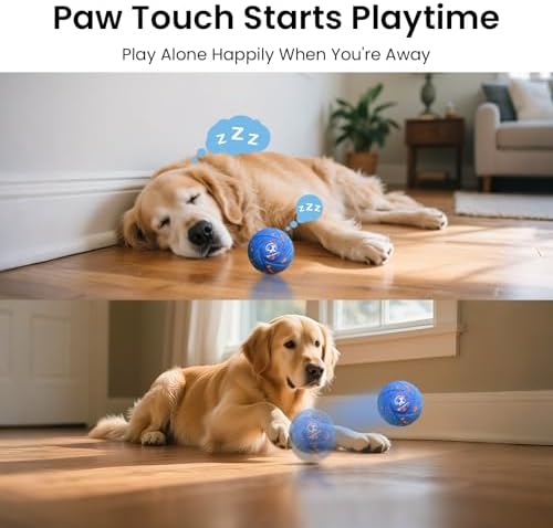 Smart Interactive Dog Toy Ball - Automatic Bouncing & Rolling, Chew-Resistant E-TPU Material, 3 Interactive Modes, IPX7 Waterproof, Smart Chase Pet Toy Ball for Medium and Large Dogs (Blue)