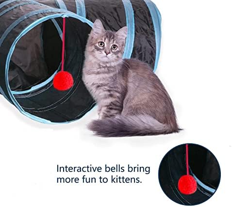Cat Tunnel, Collapsible Tube with 1 Play Ball Kitty Toys, 3 Ways Cat Tunnels for Indoor Cats, Puppy, Kitty, Kitten, Rabbit