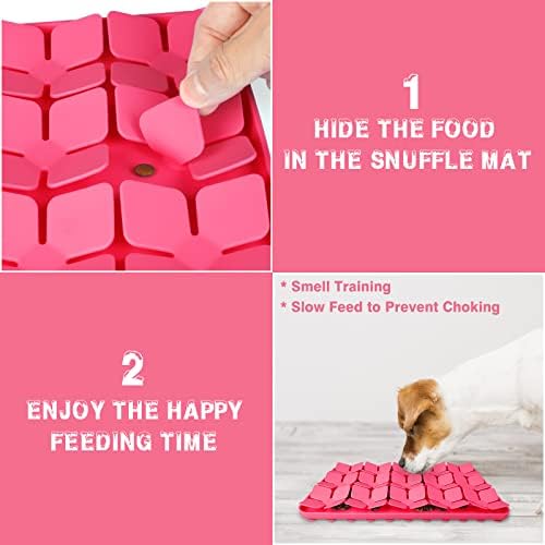 Snuffle Mat for Dogs,Premium Silicone Dog Food Mat 8“x13”Interactive Feed Game for Boredom,Encourages Natural Foraging Skills and Stress Relief for Medium Pets Smell Training Slow Feed Mat P