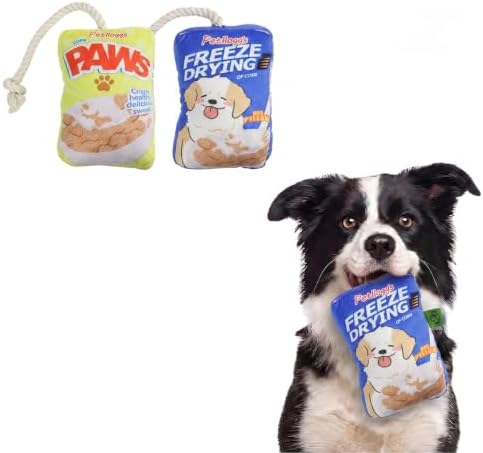 2 Pack Fun Interactive Dog Toys with Squeaker Chew & Squeak Toy Cookies Bag Best Squeaky for Aggressive Chewers (Cookies-2)