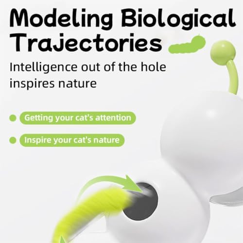 ABS USB Caterpillar Smart Cat Toy with Motion Sensor Indoor Cat Interactive Feather Toy Stable Suction Cup Motion Activated for Hunting Reduce Boredom