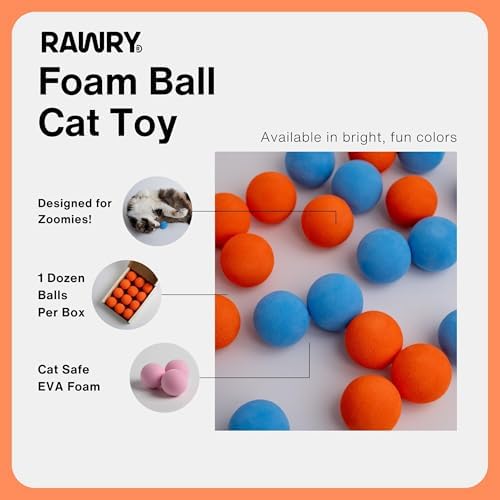 Rawry Foam Ball Cat Toy for Indoor Cats & Kittens,12 Pack, Orange