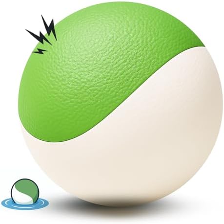 Squeaky Dog Toy – Durable Rubber Dog Ball for Medium & Large Dogs, Tough Interactive Fetch Toy for Chewers, Outdoor Training & Play Ball, Floating Water Play Gift.Green White