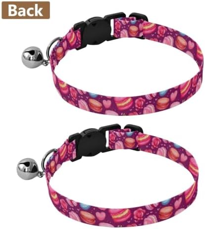 Cute Macaroons Pink Dog Collars for Small Dogs, 2 Pack Dog Bell Collar