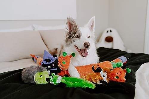 ZippyPaws Jigglerz Plush Dog Toy with Squeaker, Stuffed Toy for Tough Play, Pumpkin