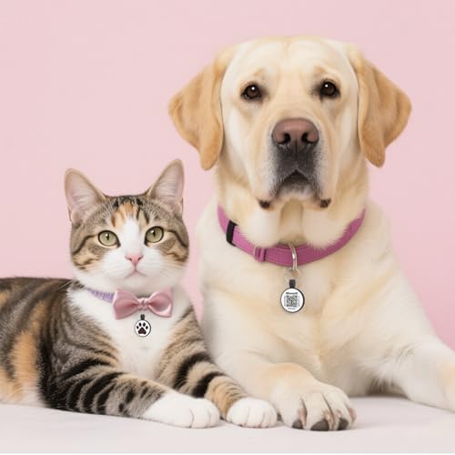 Personalized Dog Tag, Laser Engraving QR Code, Silicone Dog ID Tag, Pet Online Profile, Scan QR Code Send Location, Collar Harness Accessories (Medium to Large Breeds - 1.25", Black)