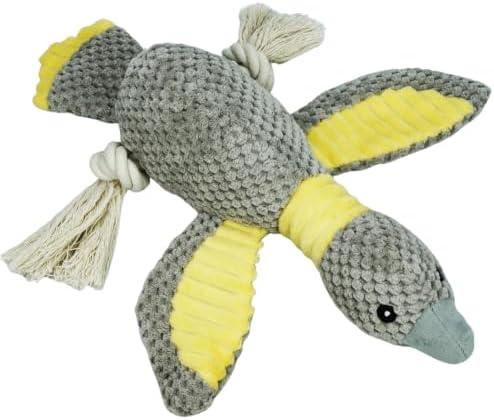 Dog Squeaky Toy Plush Goose Dog Chew Toy with Cotton Rope Tassels, Interactive Tug Toy for Small, Medium and Large Dogs