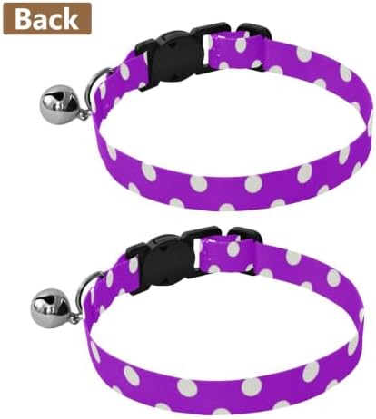 Purple Polka Dots Dog Collar 2 Pack Cat Neck Collar Adjustable Length 10.6" to 17.1"