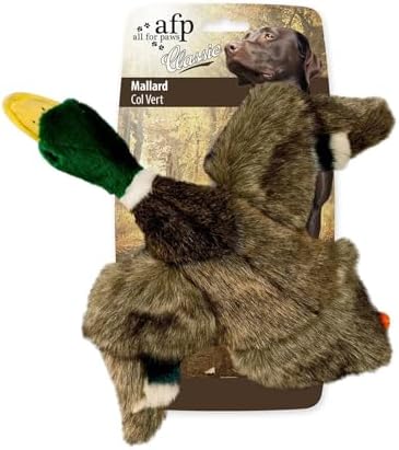 ALL FOR PAWS Duck Squeaky Doy Toy, Duck Dog Toy for Small Medium Breed, Puppy Fetch Toy with Squeaker, Plush Chew Dog Toy, 7.9 x 7.5 x 2 inches, Classic - Mallard S