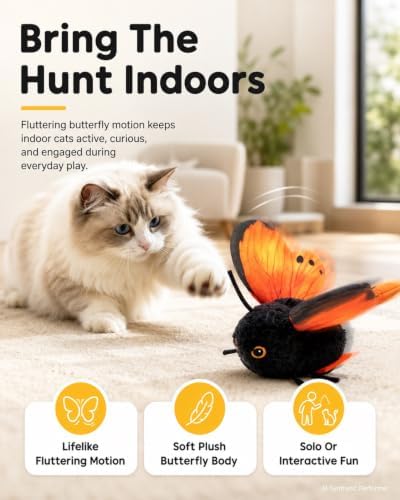 Smart Sensing Flapping Butterfly Toy for Cats
