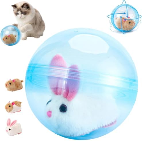 Self-Rolling Interactive Cat Ball Toy, Automatic Moving 360° Electric Pet Rolling Ball with Smart Obstacle Avoidance, Fun Interactive Pet Ball for Cats Dogs Chasing, Realistic Plush Animal Inside，B