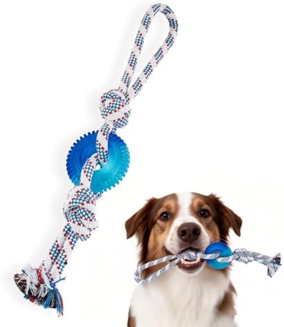Dog Chew Toys for Aggressive Chewers, Multiple Textures & Rope, ndestructible Tough Durable Interactive Dog Toys, Puppy Chew Toys for Teething，Blue Small Circle
