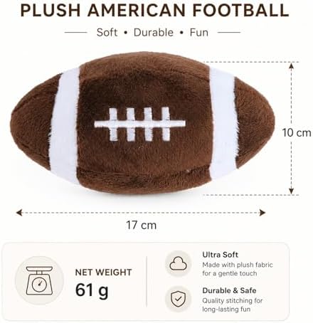 LUOZZY Plush Rugby Dog Chew Toy Stuffed Football Ball for Puppy Training