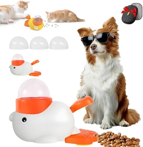 Duck Cat Treat Dispenser, Duck Puzzle Feeder for Cats, 2-in-1 Puzzle Toy That Challenges & Rewards, Keeps Indoor Cats Busy—Less Boredom, Slow Feeder for Pet Eating & Iq Training (White-1Pcs)