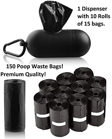 Pets First Poop Bag Dispenser and Leash Clip with 150 Premium Dog Waste Bags