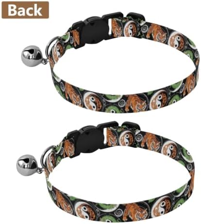 Tigers Green Dragons Cat Collar Breakaway with Bell 2 Pack Dog Collar Adjustable Length 10.6" to 17.1"