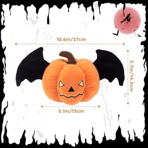 LECHONG Halloween Squeaky Dog Toys, Funny Pumpkin for Puppy Small and Medium Dogs, Crinkle Pumpkin Puppy Toys with Wings, Cute Plush Dog Chew Toys