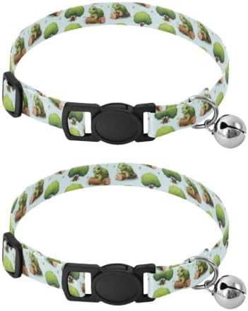 Cute Green Turtles Pet Collars 2 Pack Lightweight Small Dog Collar Adjustable Length 10.6" to 17.1"