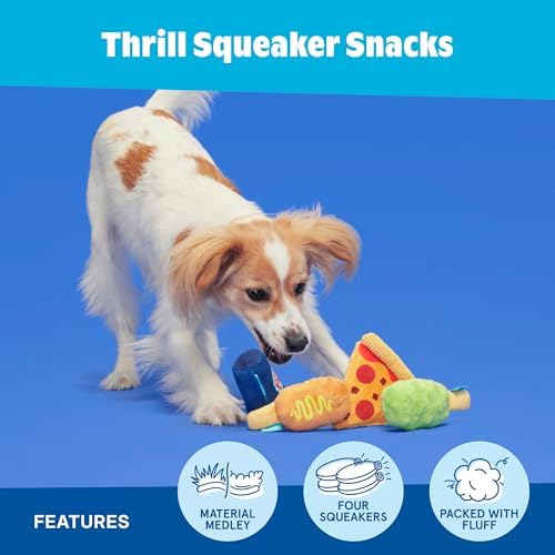 BarkBox Thrill Squeaker Snacks Dog Toy - Toy for Extra Small to Small Dogs