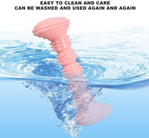 Dog Rubber Chew Toy, Bone Shape Puppy Teething Toy with Massage Bumps, 5.59 in, for Small and Medium Dogs(Pink)