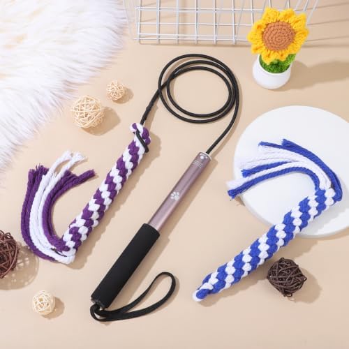 POPETPOP Flirt Pole for Dogs Interactive Dog Toys - Extendable Teaser Wand Outside Interactive Fun Toys with 2 Rope Chew Play Toys for Training Exercise (Size L)