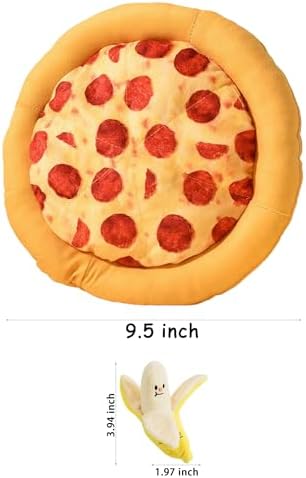 2 Pack Squeaky Plush Chew Toys Pizza Banana for Small Puppies