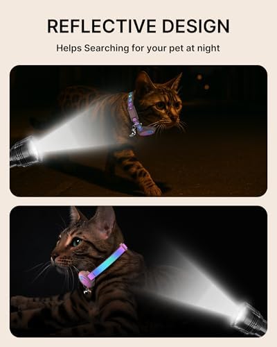 Airtag Cat Collar Breakaway, 2 Pack Cat Collar with Apple Airtag Holder | Reflective Waterproof Cat Collar with Bell, Easy Tracker with Airtag Collar, Adjustable 8-12In Lightweight & Comfortable