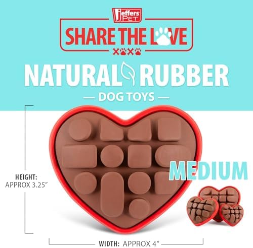 Jeffers Pet Natural Rubber Dog Chew Toy – Chocolate Heart Shape, Medium – Vanilla Scent, Durable, Non-Toxic, Dishwasher Safe, Interactive Fetch & Tug Toy - Perfect for Play, Training at Home