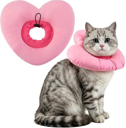 EMUST Soft Cat Cone Collar, Adjustable Recovery Cone for Cats Pink, S