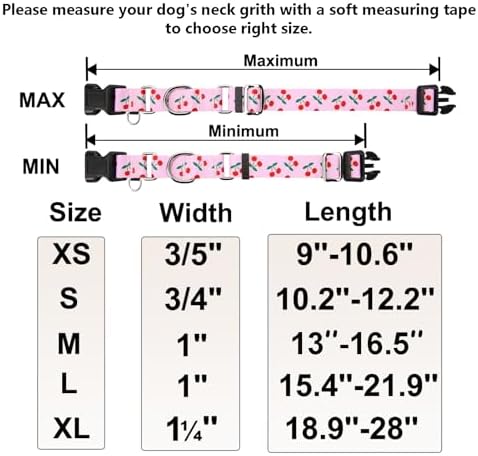 Martingale Collar for Small Dogs with Buckle No Pull Cute Girl Pink Dog Collars (Cherry, Small)