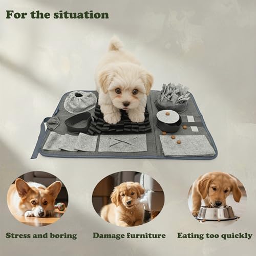 S Snuffle Mat Gray Dog Puzzle Enrichment Slow Feeder