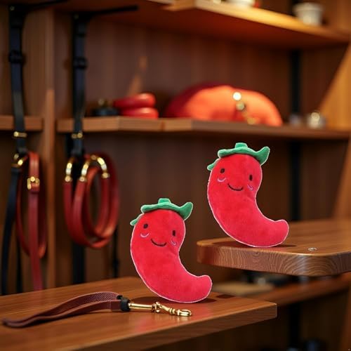 2Pcs Plush Chilli Toy Fruits and Vegetables Dog Squeaky Toys Plush Chili Eggplant Corn Puppy Dog Toys for Small Dogs,Chili,Size 1 Nice and Practical Squeak Toys Pet Supplies