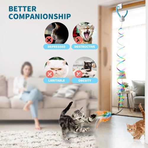 Interactive Cat Toy for Indoor Cats, Door Mounted Automatic Cat Toy