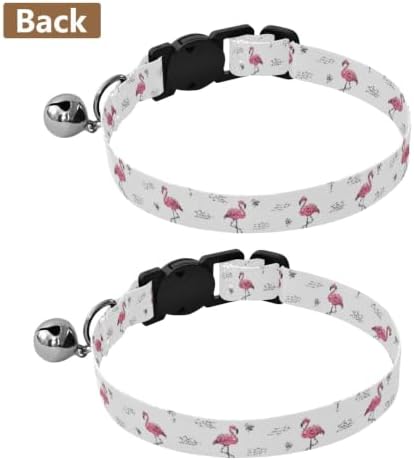Cute Flamingos Easy to Wear Small Dog Collar 2 Pack Adjustable Pet Collar