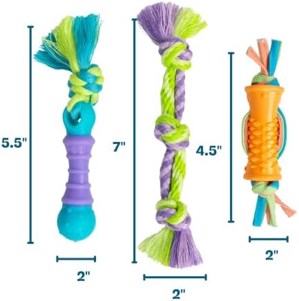 Dental Chew Pack Mini Dog Chew Toys, 7", 3-Pack