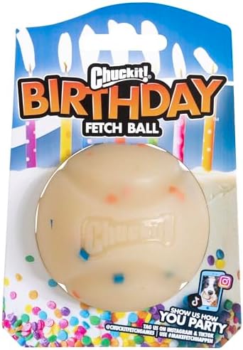 Chuckit! Birthday Fetch Ball, Medium 2.5in, for Dogs 20-60lbs
