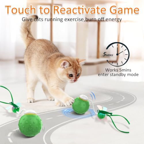 Interactive Cat Toy Ball,Fast Moving Cat Stimulation Toys For Indoor Cats