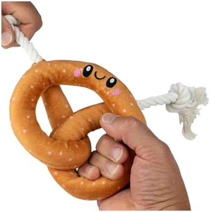 Territory Fun Food Squeaky Rope Tug Toy for Dogs, Pretzel