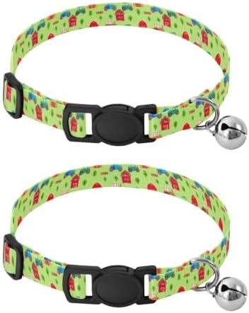 Cute Tractors Metal Bell Included Small Dog Collar 2 Pack Soft Polyester Pet Collar