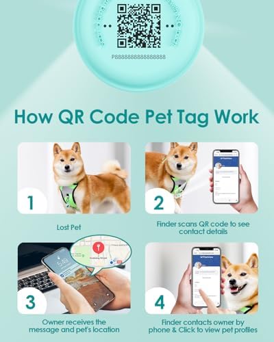 Smart Pet Tracker Holder Compatible with AirTag, for AirTag Holder Dog&Cat Collar with QR Code, Case&ID Tag in One & with Modifiable Pet Online Profile, Instant Pet Location Alert