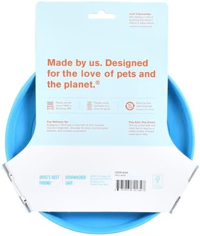 West Paw Zogoflex Zisc Dog Flying Disc, High Flying Aerodynamic Disc for Dogs Puppy – Lightweight, Floatable Disc for Fetch, Tug of War, Catch, Play – Doubles as Food/Water Bowl, Large 8.5", Aqua Blue